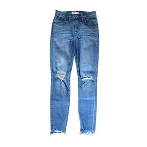 Madewell 9” High-Rise Skinny Jeans Frankie Wash Torn-Knee Ed. Distressed Size 25